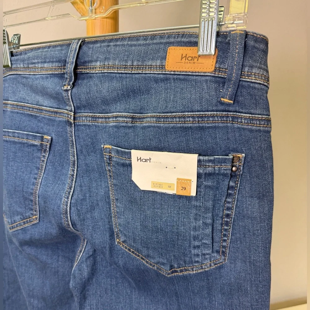 NWT Hart Denim cropped wide leg jean with dark wash raw hem Sz 29 - Picture 5 of 7